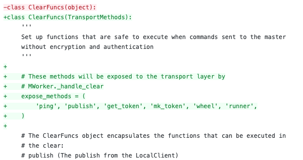 Figure 2. A sample of a CVE-2020-11651 patch limiting exposure methods