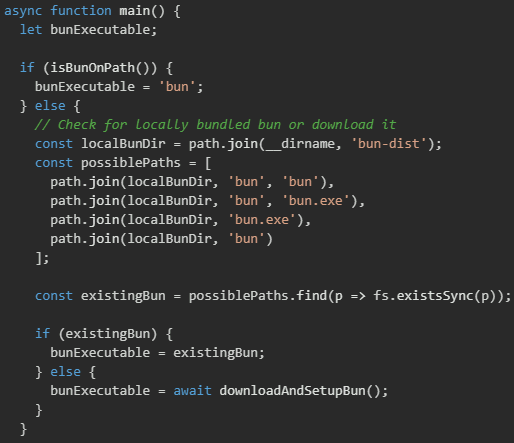 Figure 6. Checking if Bun is available in the system PATH 