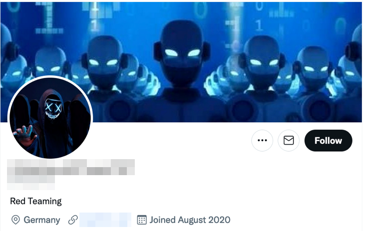 Figure 2. The Twitter account of TeamTNT