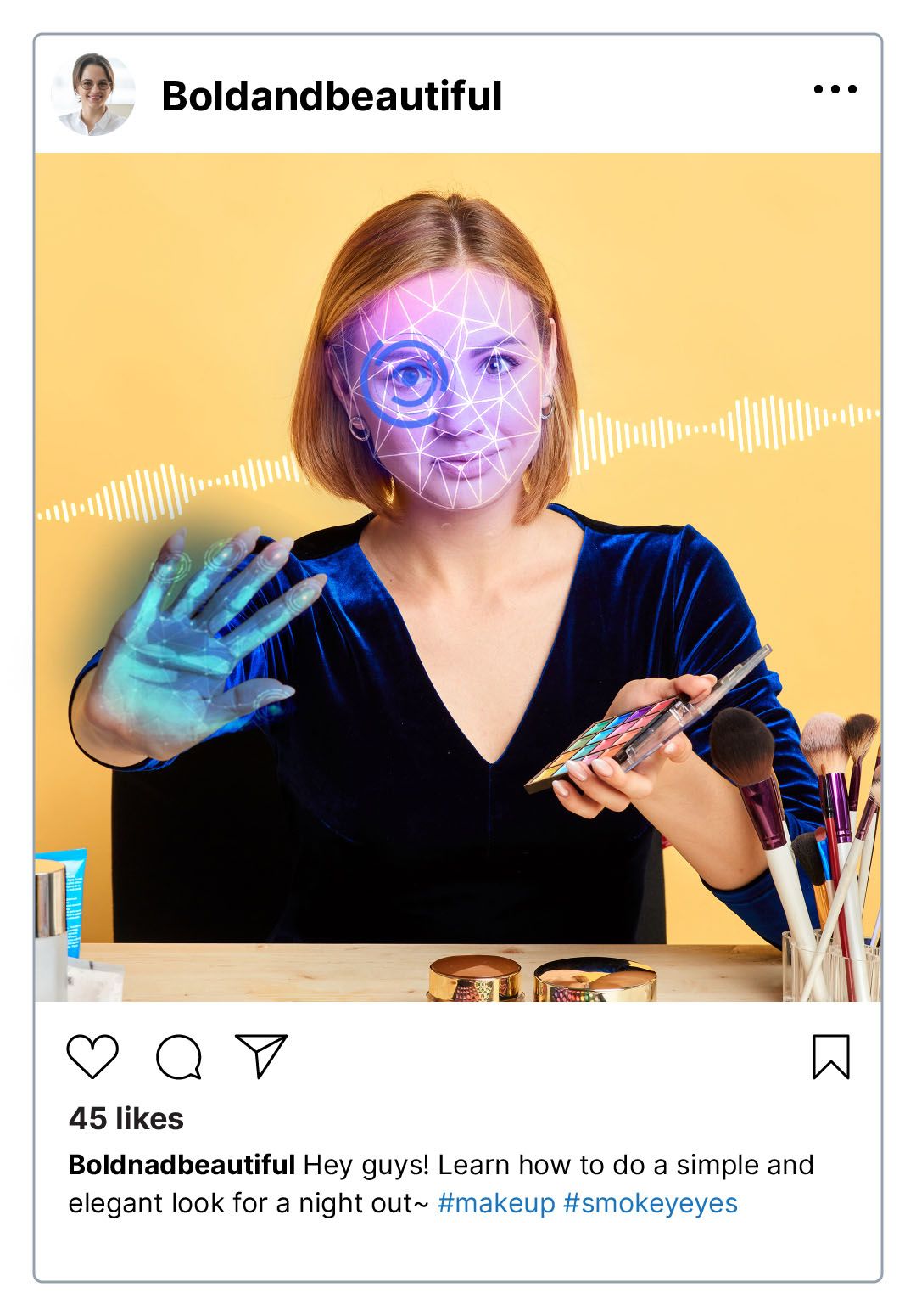 A #makeup video reveals: face, iris, ears, voice and palm.
