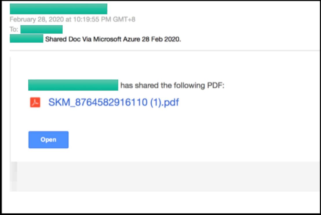 A sample phishing email abusing Evernote