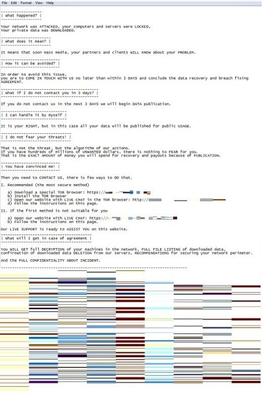 Ransom note threatening the publication of stolen information from an Egregor attack
