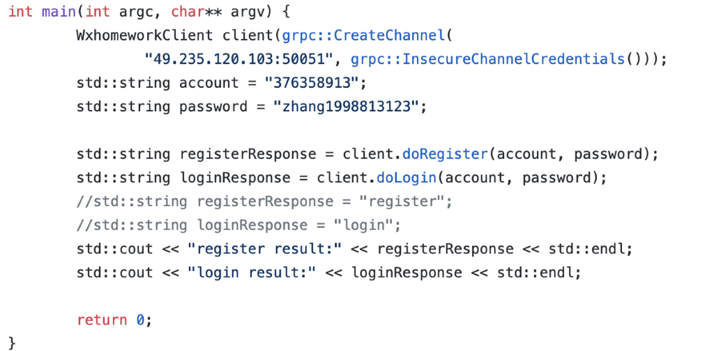 Figure 3. An example of usage hardcoded plaintext credentials inside source code
