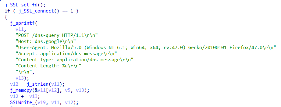 HTTP POST request over SSL for DNS resolution