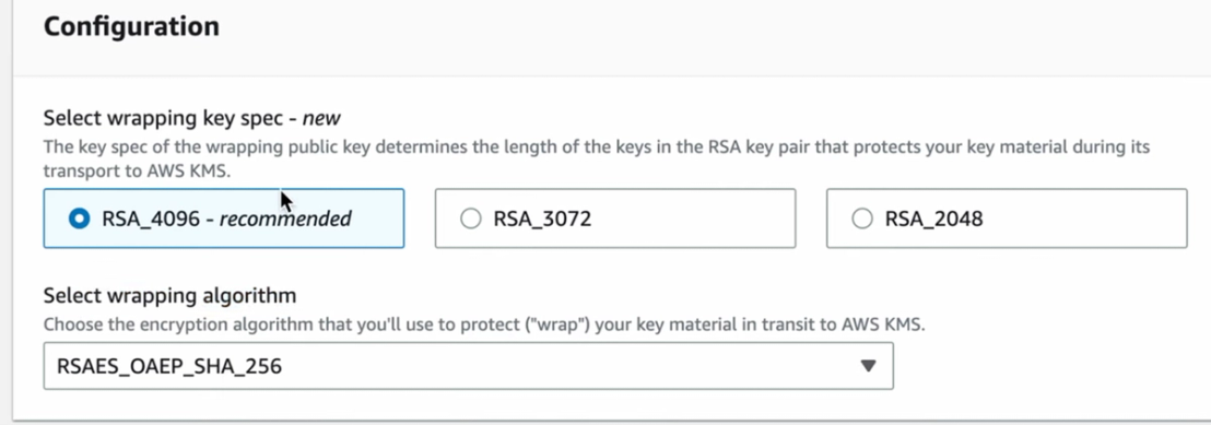 Figure 11. Wrapping key configuration