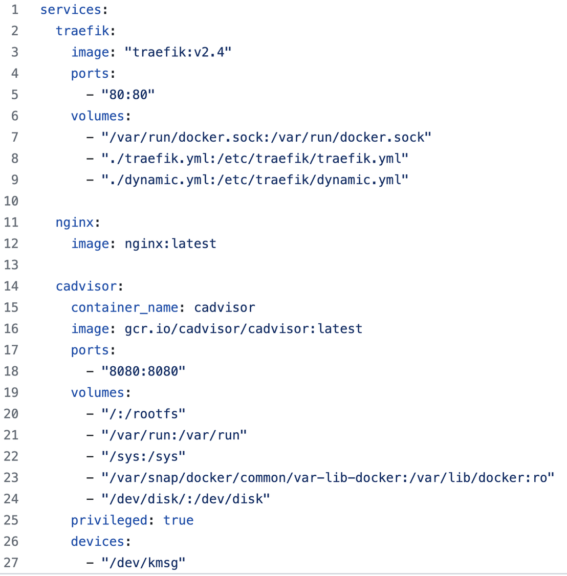 Figure 18. Mounting configuration files as volume mounts on the Traefik container