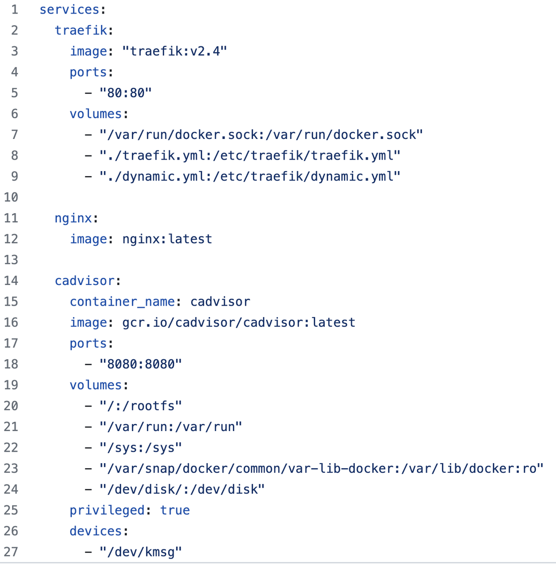 Figure 18. Mounting configuration files as volume mounts on the Traefik container