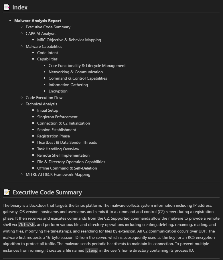 Figure 5. AI-generated malware report