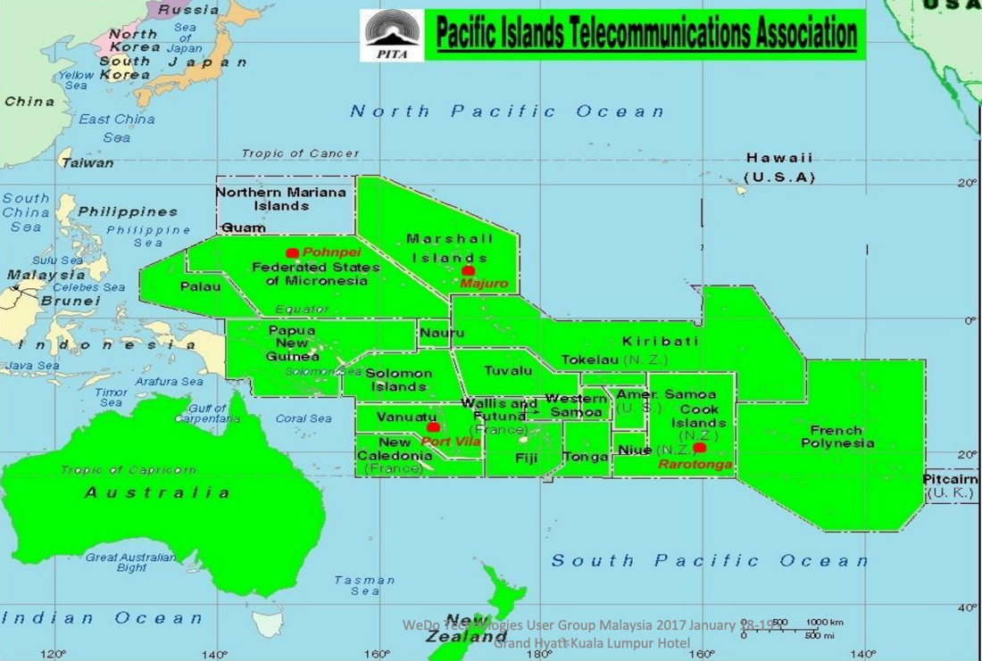 Coverage of the Pacific Islands Telecommunications Association (PITA) caught in a series of telecom frauds. Map courtesy of PITA