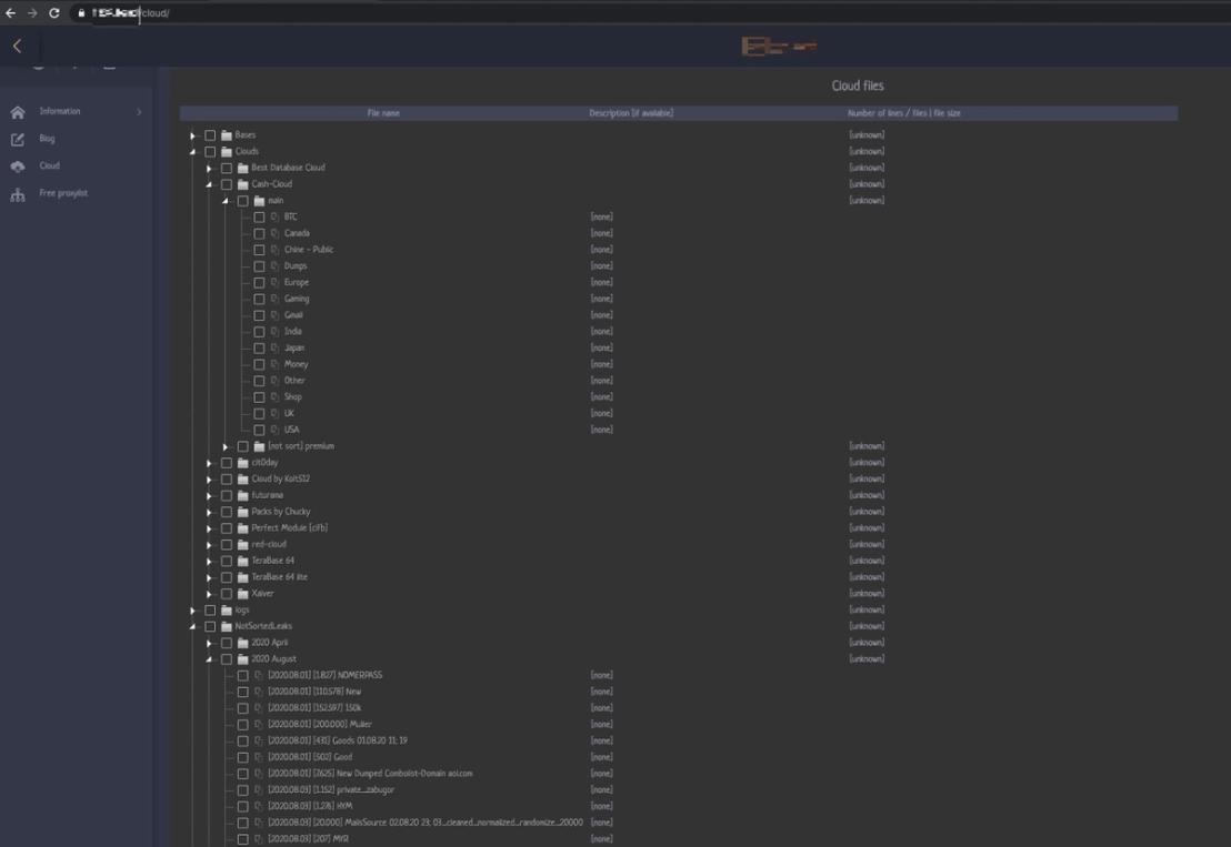 This page, which is owned by the same seller in Figure 6, shows the category details of the logs that they offer to potential customers.