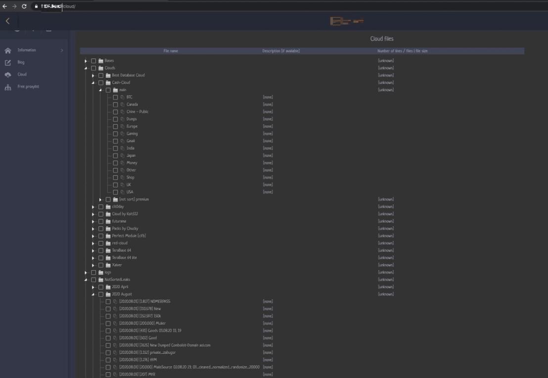 This page, which is owned by the same seller in Figure 6, shows the category details of the logs that they offer to potential customers.