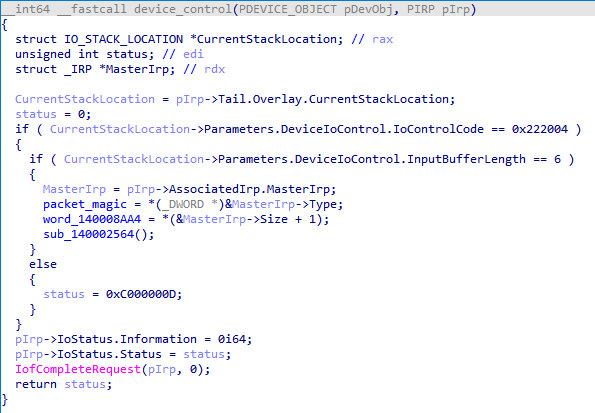 The IOCTL code in MORIYA (top) and the working flow for MORIYA (bottom)
