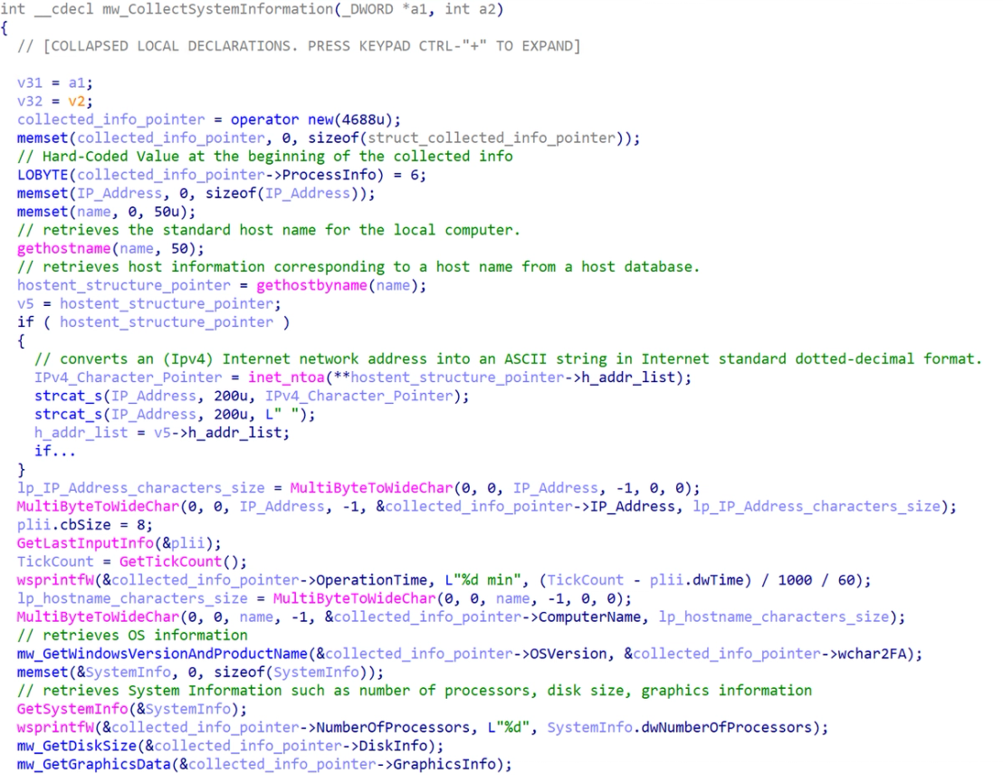 Figure 38. System information-gathering code snippet
