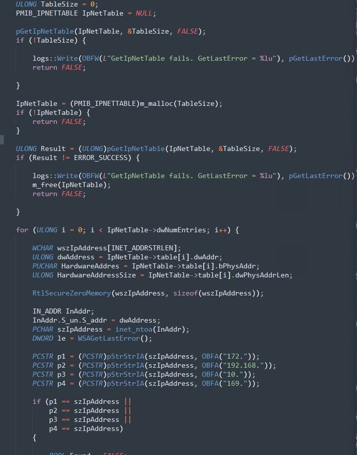 Figure 14. Comparison of the Mimic (top) and the leaked Conti builder (bottom) “net” argument 