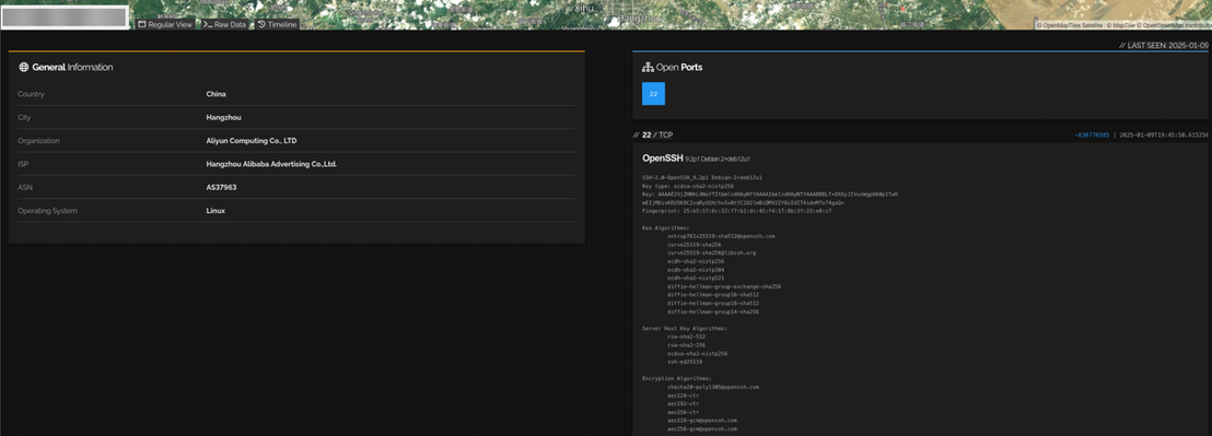 Figure 3. OpenVPN Server shows SSH service on Shodan