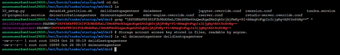 Figure 14. Storage account credential in middleware environment variable files