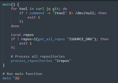 Figure 7. Main function logic for repository cloning