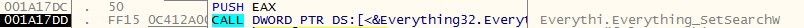 Figure 10. The Everything_SetSearchW API used by Mimic ransomware