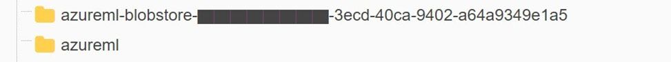 Figure 19. The Azure ML containers mentioned in the Storage Account “robustnessws4285631339”