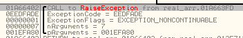 Figure 20. Exception triggered that is used for anti-sandbox analysis