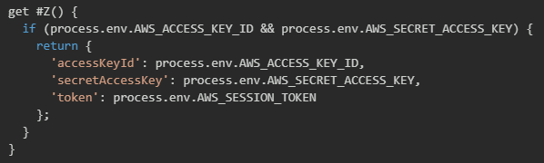 Figure 32. Harvesting AWS credentials via the SDK’s environment variable lookup chain 