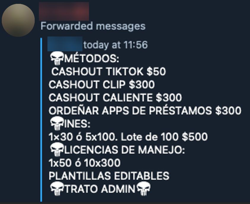 Figure 19. “CardHouse Latam” ad offering cashouts