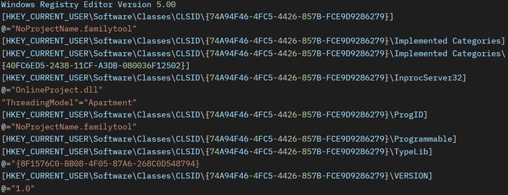 Constructing and executing commands to import a registry file