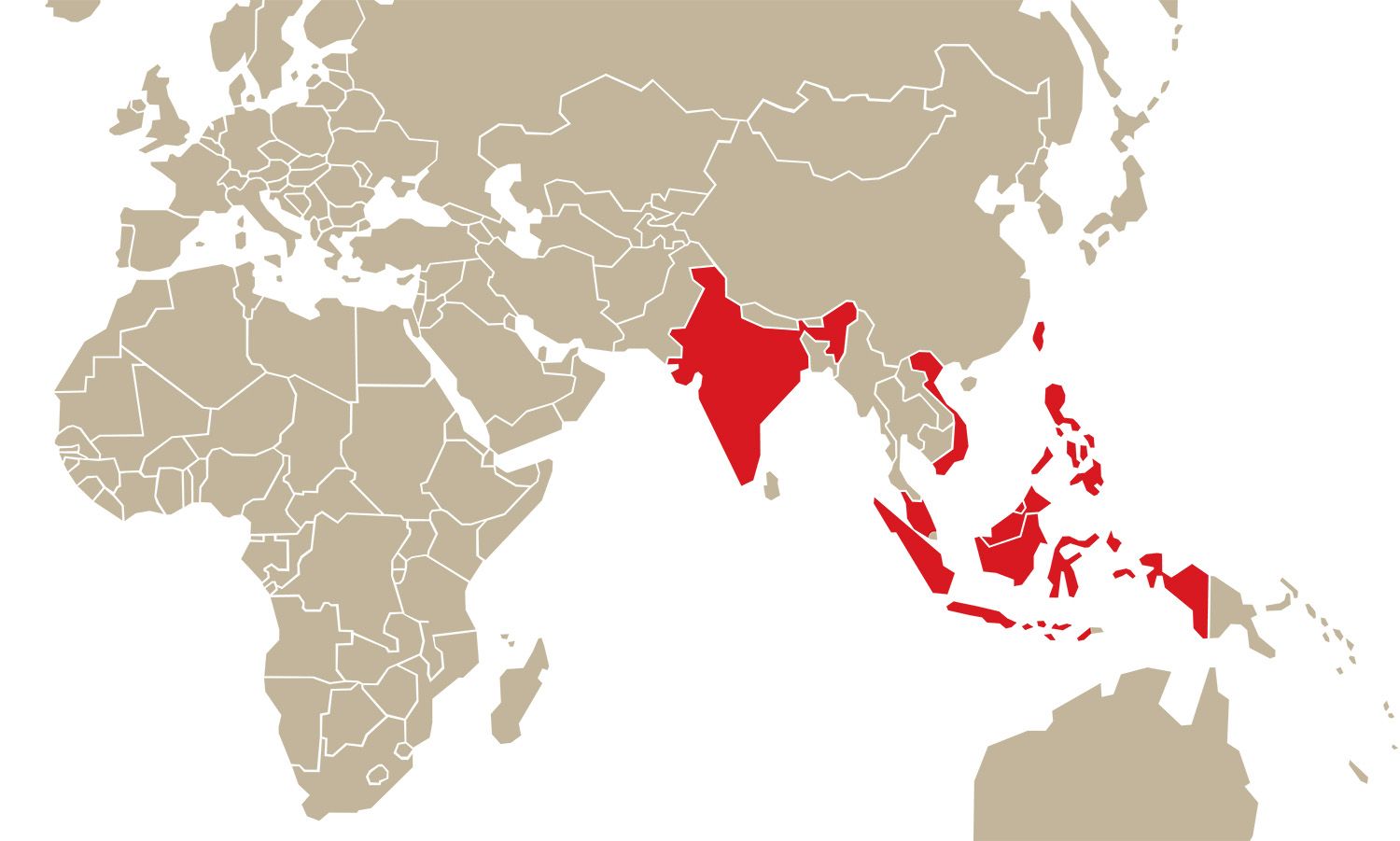 Countries affected by Earth Baku’s campaign, all in the Indo-Pacific region