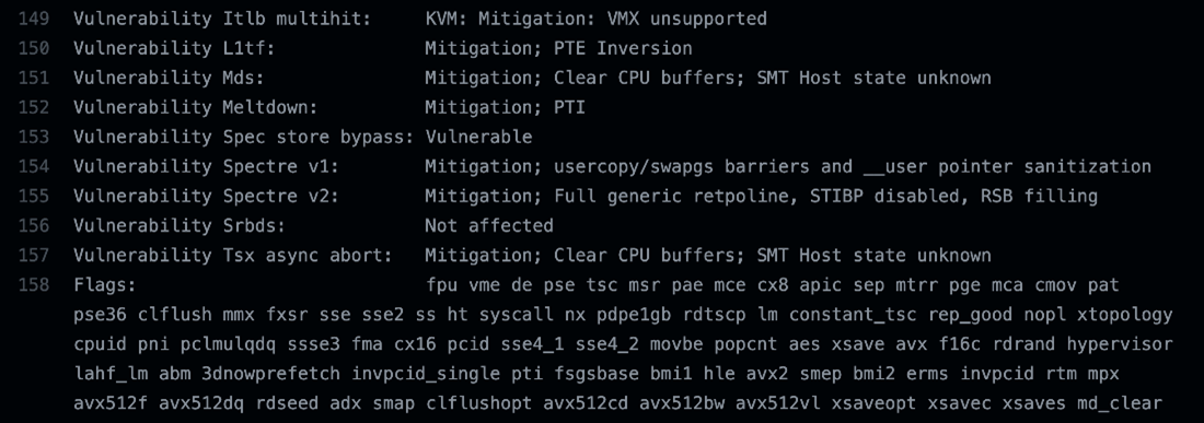 CPU vulnerabilities on the GHA Ubuntu runner checked with linPEAS