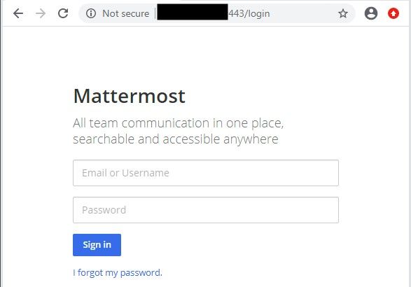 Mattermost server operating on port 443