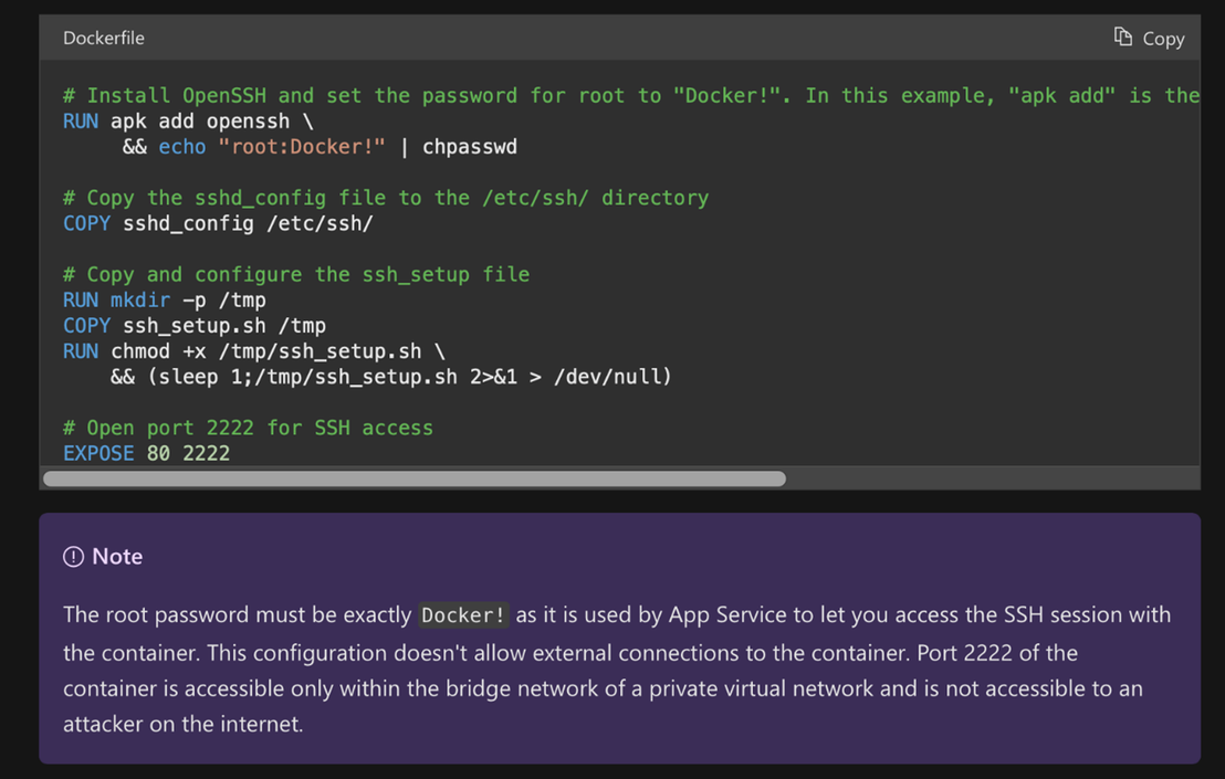 Figure 5. Screenshot of a custom container tutorial from Azure