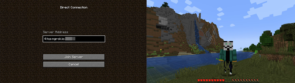 Figure 4. Servers for Minecraft (top) and Foundry Virtual Tabletop (bottom) hosted on ngrok