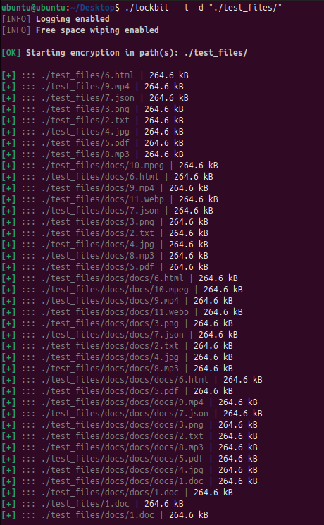 Figure 15. Logging activity shows the files to be encrypted