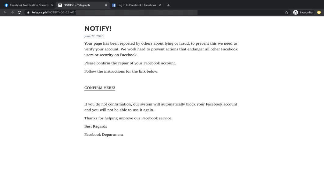 Instructions to verify a user account via an external link
