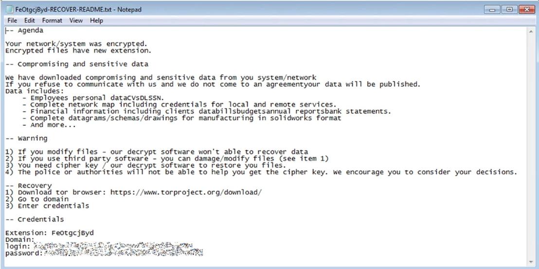 Figure 16. Agenda’s ransom note