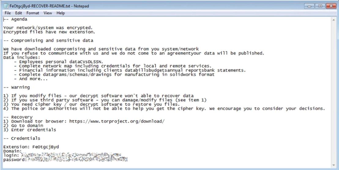 Figure 16. Agenda’s ransom note
