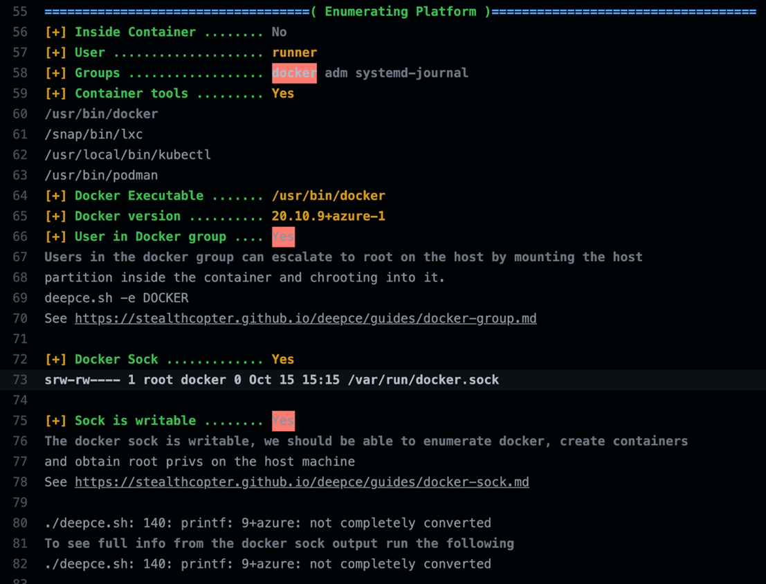 Trimmed deepce enumeration output on the GHA Ubuntu runner