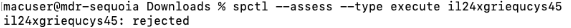 Figure 6. File rejected by the security assessment tool