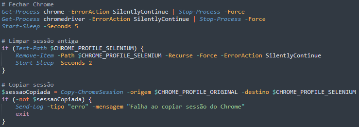 Figure 10. Terminating Chrome processes and sessions