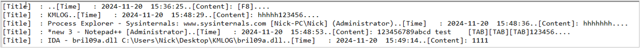 The keystroke logs