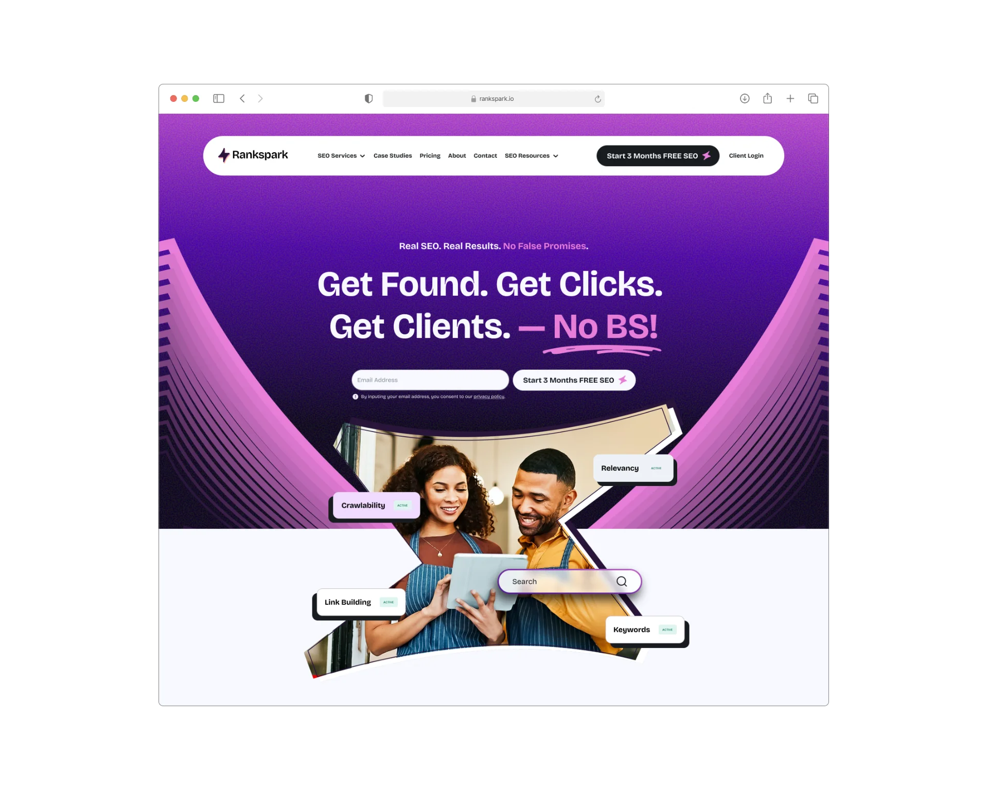 RankSpark website mockup