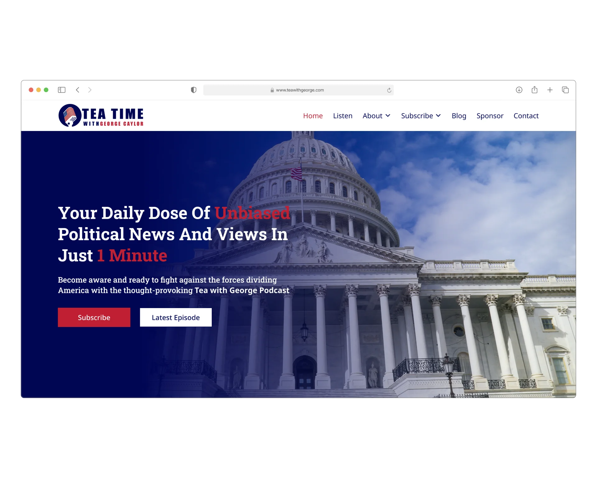 Tea with George website mockup